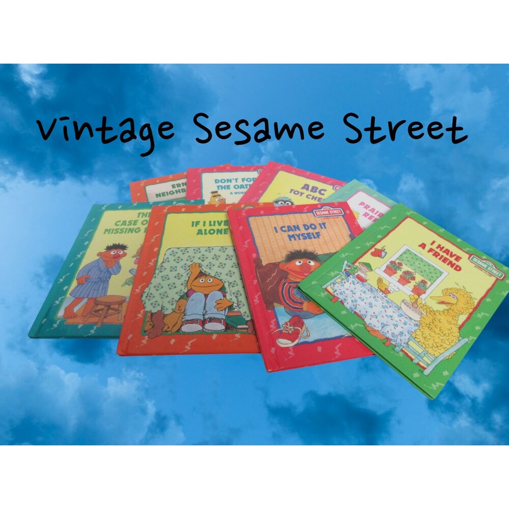 Vintage Sesame Street Book Club Hardcover Children's Books Lot of 8 Learning Sto